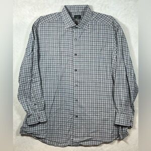 Ermenegildo Zegna 3XL Soft Cotton Black Gray Small Check Plaid Classic Shirt